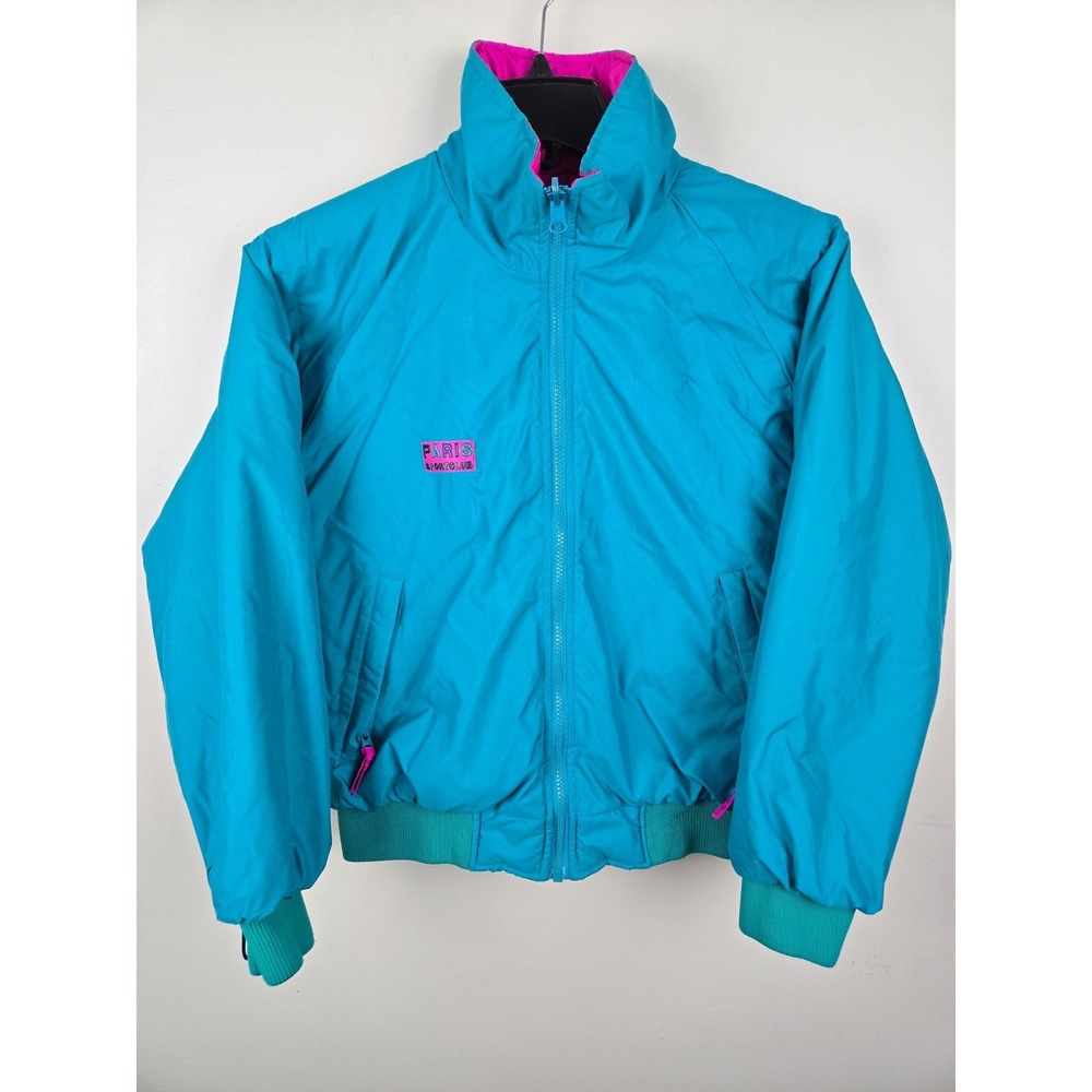 Paris‎ Sport Club Vintage Reversible Bomber Jacket Teal Pink MCL-1 Mens Medium